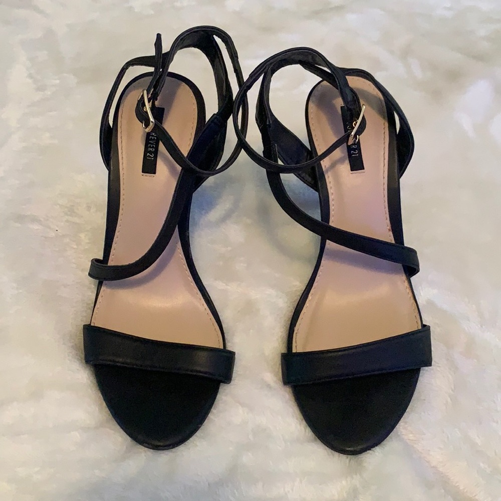 Forever 21 Black Strappy Heels